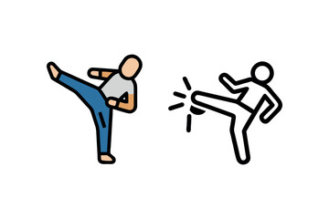 two figures demonstrating martial arts moves silhouette