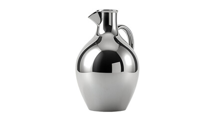 Obraz premium Metallic jug with glossy reflections isolated on pure white background in modern minimal design 