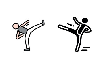 two figures performing martial arts kicks silhouette