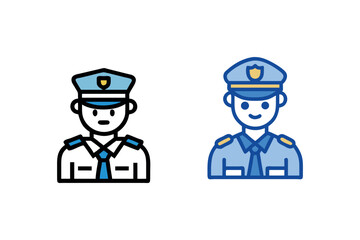two police officers standing side by side silhouette