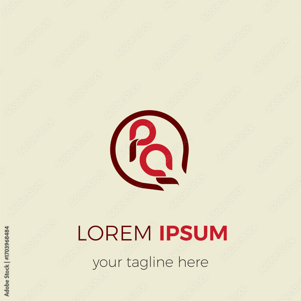 Poster simple modern logo design with isolated initials pq letters