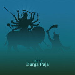 Happy durga puja and navratri traditional religious festival greeting card