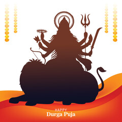 Happy durga puja and navratri traditional religious festival greeting card