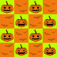 Halloween pumpkin seamless pattern