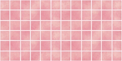 A seamless pattern of pink square tiles with white grout forming a grid texture