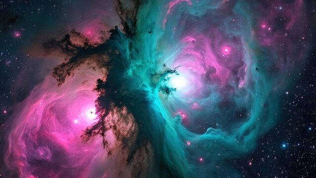 Colorful Nebula Cloud in Deep Space. 4k hd wallpaper background for laptop pc.