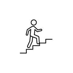 Person Walking Upstairs Icon – Stick Figure Climbing Stairs Symbol