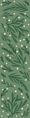 Mistletoe Botanical Christmas Vertical Banner with Green Foliage and White Berries