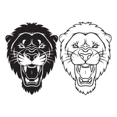 Modern Lion Silhouette & Lion Lineart – Lion Vector Art Featuring Contemporary Line Style – Lion Illustration – Silhouette and Lineart Set of Lion
