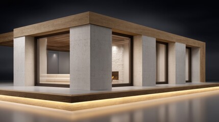 Cross Section Icon of Modern Building Structure with Foundation and Architectural Elements