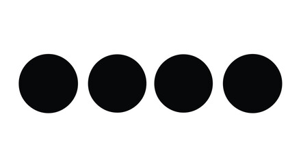 Four black circles arranged horizontally simple minimalist abstract design element isolated graphic vector