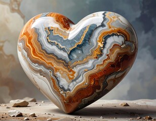 Heart-shaped agate, vibrant colors
