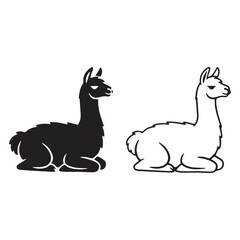 Versatile Llama Silhouette & Llama Lineart – Llama Vector Drawing for General Graphic Applications – Black Vector of Llama – Vector Set of Llama