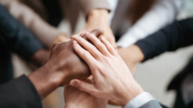 United Hands: A mosaic of hands, diverse in shade and form, converge in a symbol of unity, collaboration, and mutual support. This visual emblem captures the essence of teamwork and shared purpose.