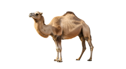 Dromedary camel standing isolated PNG with Transparent Background