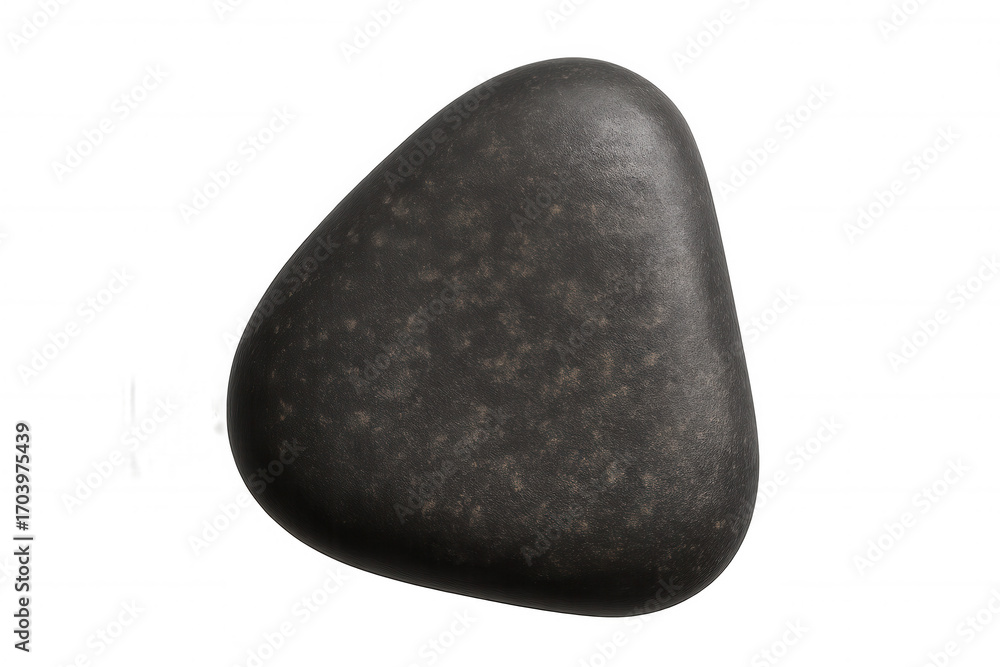 Poster realistic 3d rendering of a dark grey stone with a rough texture, isolated on a transparent backgrou