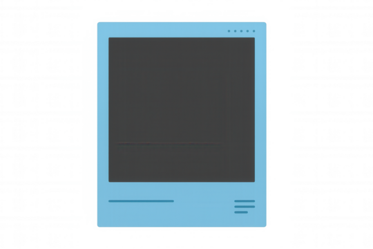 Minimalist web browser mockup displaying blank page, blue frame against transparent background, highlighting digital interface design - Powered by Adobe