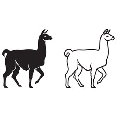 Crisp Llama Silhouette & Llama Lineart – Llama Vector Artwork with Distinct Detailing – Black Vector of Llama – Vector Set of Llama