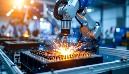 Industrial Robotic Welding Automation Process.