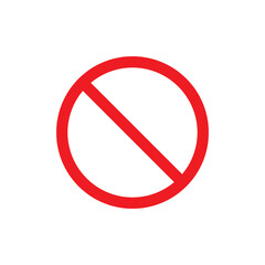 Red prohibition sign. Prohibition icon. Prohibition symbol vector flat design on white background.