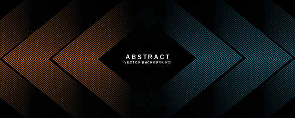 3D orange blue techno abstract background overlap layer on dark space with glowing lines decoration. Modern graphic design element future style concept for banner, flyer, card, or brochure cover