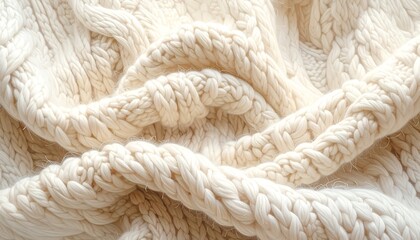 Close-up of a soft, cream-colored knitted fabric