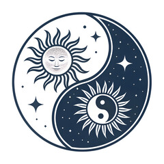 Sun & Moon Balance Illustration PNG 