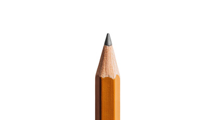 Close-up of a sharpened pencil tip against a black background.  The tip is a dark gray graphite, while the wooden shaft is a light orange-brown.  Sharp point and wood grain visible