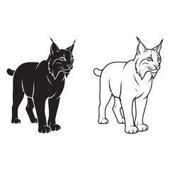 Refined Lynx Silhouette & Lynx Lineart – Lynx Vector Graphic in a Clean Modern Style – Lynx Illustration – Silhouette and Lineart Set of Lynx