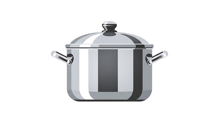 Stylized illustration of a stainless steel cooking pot with lid for culinary use