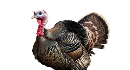 Male wild turkey close-up isolated PNG with Transparent Background