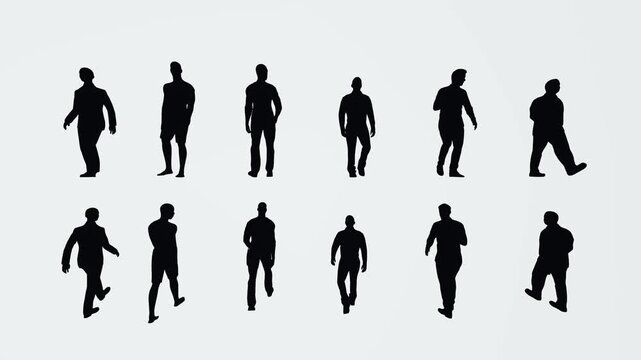 Silhouettes of men and women green screen animated chromakey background backgrounds emotion composition scene colorful style motion depth creative design elements movement illustration