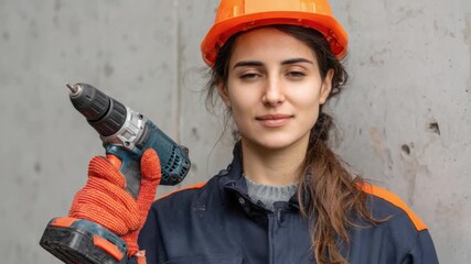Woman Construction Worker: A confident woman in construction gear, holding a power drill, embodies empowerment in her field.