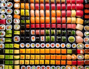 Colorful sushi array