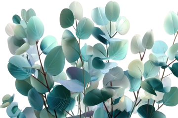 Teal Eucalyptus Branches With Sparkling Dew Drops