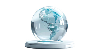 A glass globe displaying the Earth, resting on a base. This image symbolizes global awareness and environmental consciousness