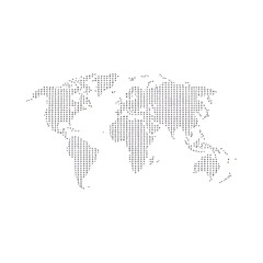 Obraz premium Global network of dots forming a stylized world map on a clean background