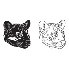 Iconic Margay Silhouette & Margay Lineart – Margay Vector Image with Bold Linear Contrast – Black Vector of Margay – Vector Set of Margay