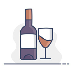 Bottle of Wine and Glass Icon