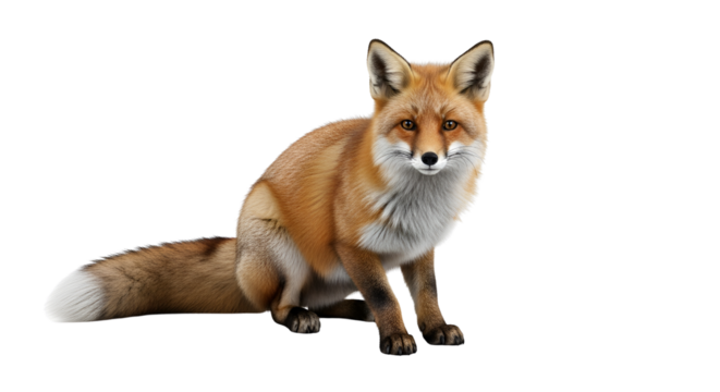Red fox sitting isolated PNG with Transparent Background