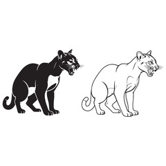 Minimal Margay Silhouette & Margay Lineart – Margay Vector Graphic Featuring Smooth Line Quality – Margay Illustration – Silhouette and Lineart Set of Margay