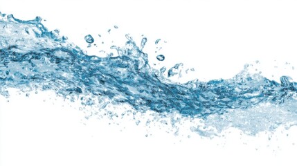 Water streams elegantly create splashes and droplets against a white backdrop, showcasing fluid motion and highlighting the beauty of nature in action.