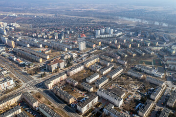 Obraz premium High angle view of Stalowa Wola city in Subcarpathia region of Poland