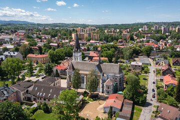 Drone photo of Sacred Heart of Jesus Church in Cesky Tesin, Czech Republic