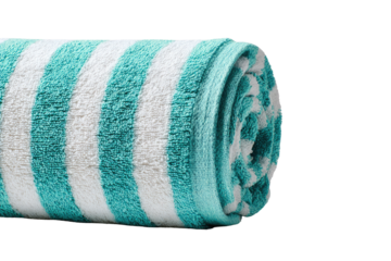 Rolled turquoise and white striped towel (1)