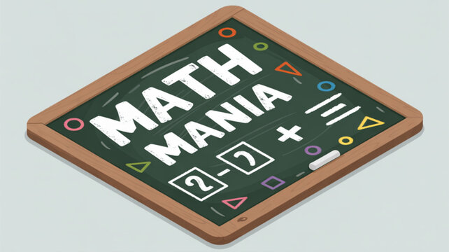 Math mania chalkboard with arithmetic problems for kids learning mathematics and educational games concept