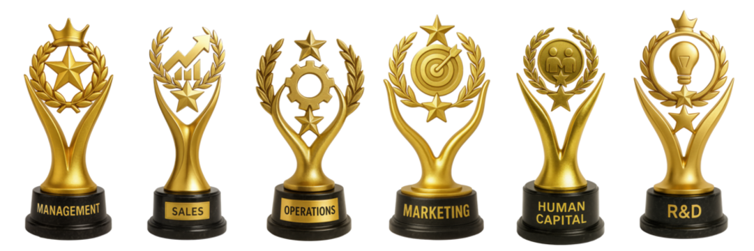 trophies for corporate divisions isolated on transparent