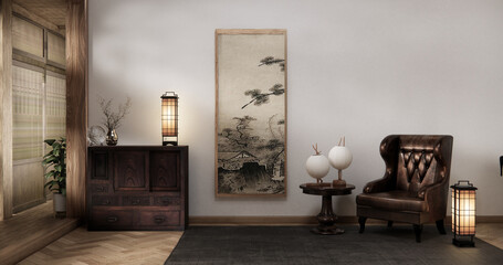 sofa armchair minimalist design on muji style.3D rendering