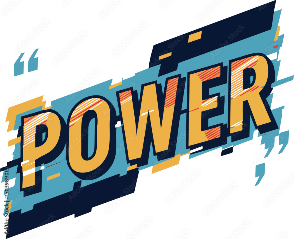 Aufkleber power text design with bold modern typography and dynamic graphic style for energy and strength conc