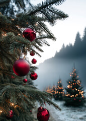 Magical Christmas Tree Amidst Pines